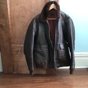 Trendy stylish leather bomber style jacket